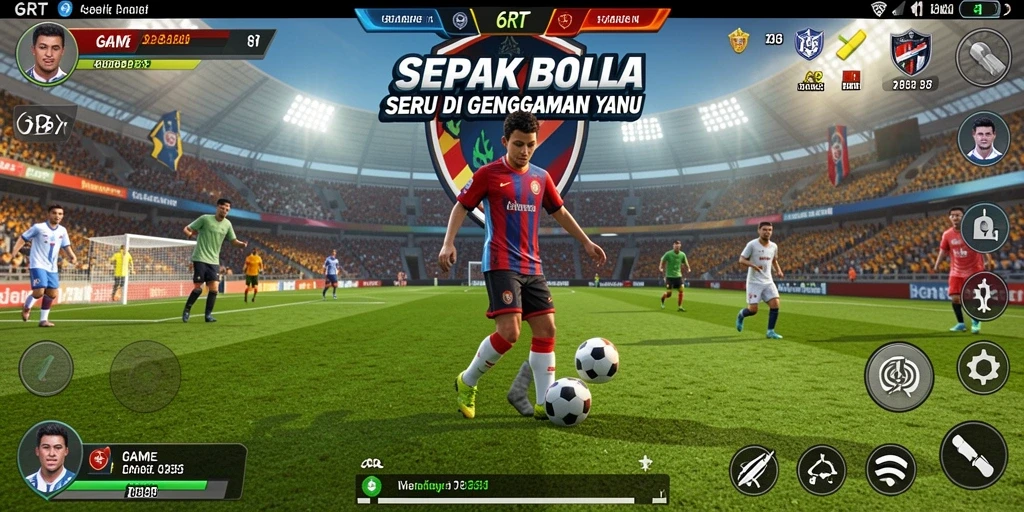 Tampilan gameplay 6RT yang mendebarkan dalam pertandingan sepak bola.