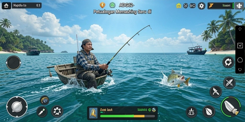 Menampilkan gameplay memancing yang seru dan interaktif.