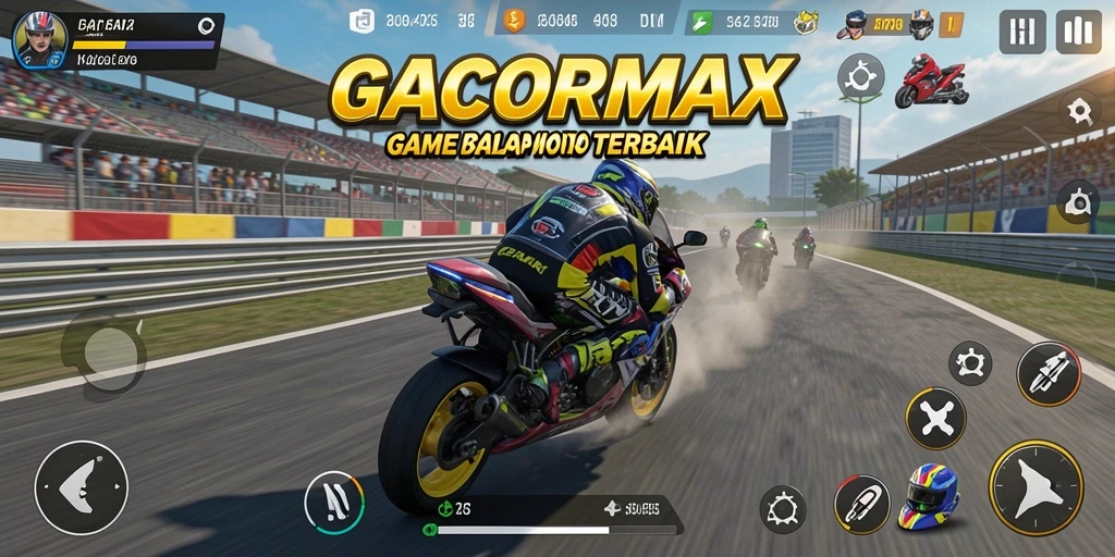 Tampilan grafik menawan dalam balapan motor cepat di GACORMAX.