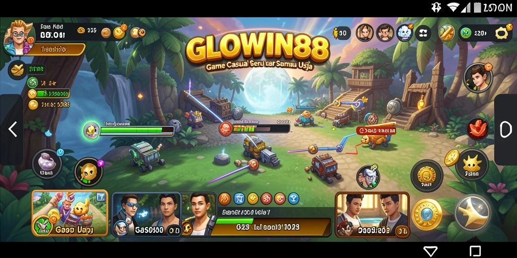 Tampilan gameplay GLOWIN88 yang ceria dan interaktif.