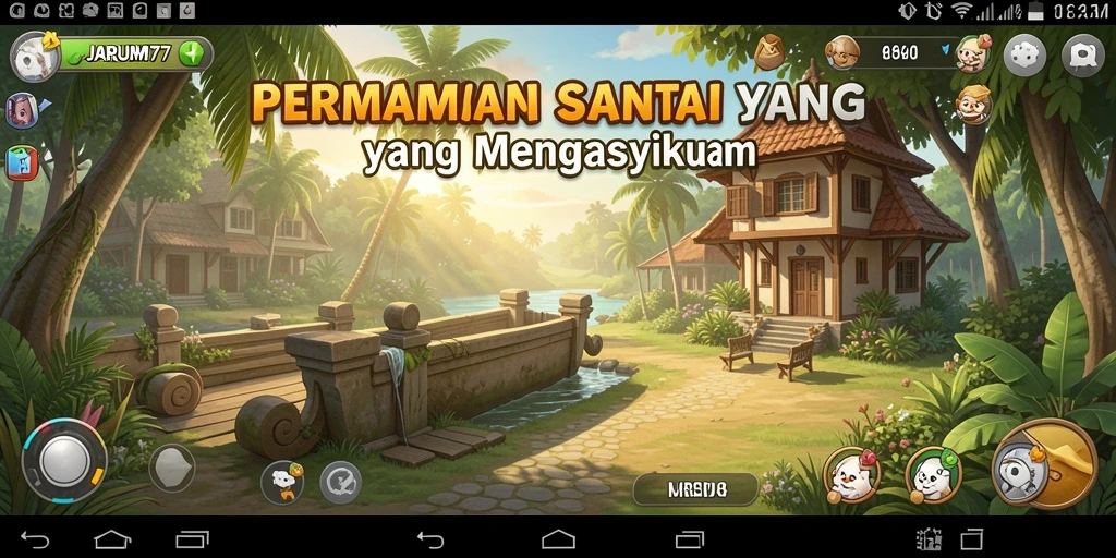 Tangkapan layar utama dari JARUM77 menunjukkan gameplay yang seru dan menarik.