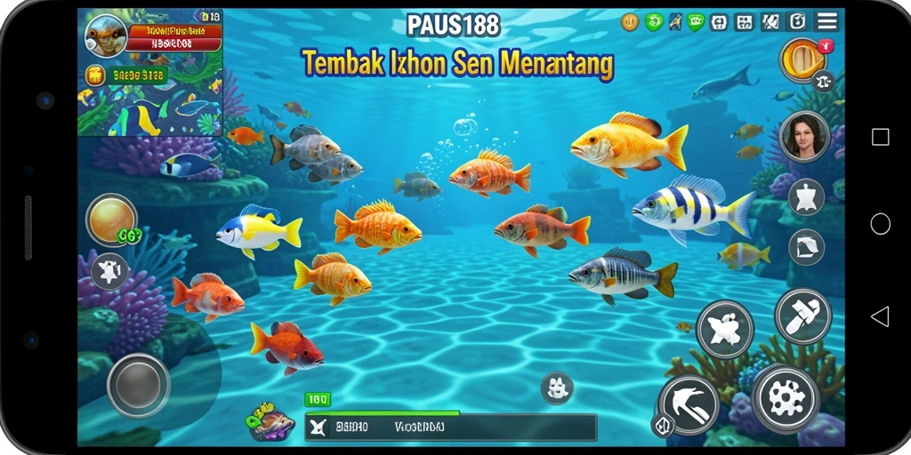 Screenshot gameplay PAUS188 menampilkan aksi menembak ikan yang mendebarkan.