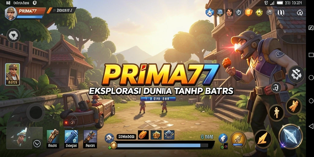 Screenshot gameplay Open World PRIMA77 menunjukkan eksplorasi yang mendalam.