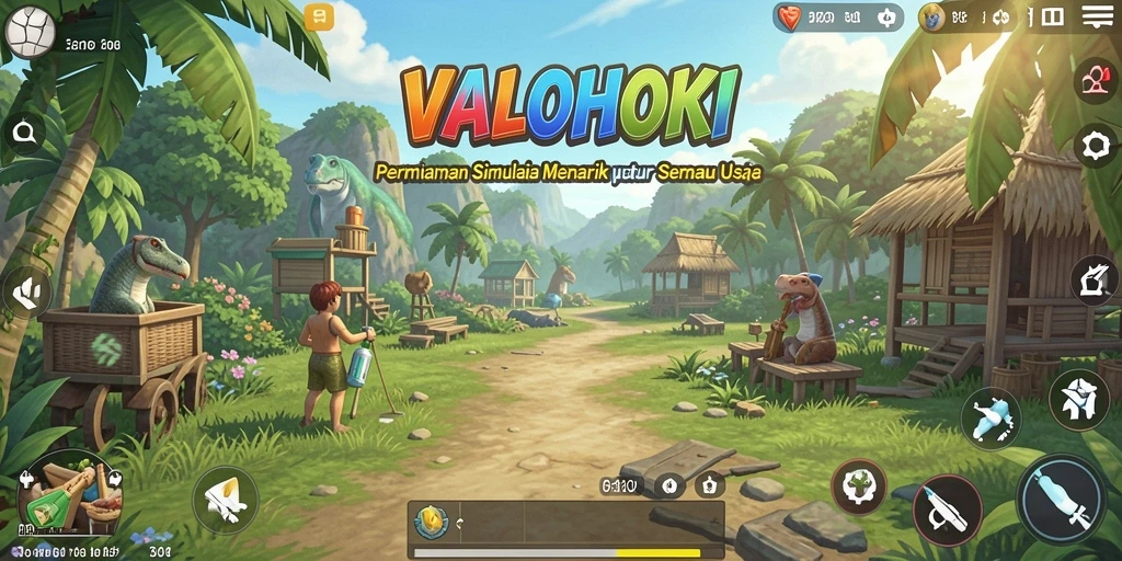 Tampilan gameplay VALOHOKI dengan aktivitas simulasi yang menyenangkan.